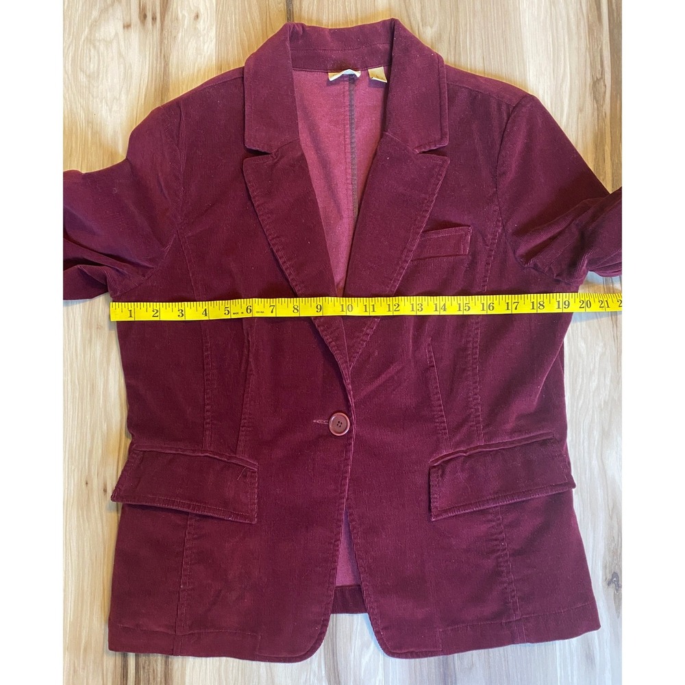 Caslon Womens Burgundy Corduroy Blazer Jacket Elbow Patches Wine Vintage L - Picture 3 of 7